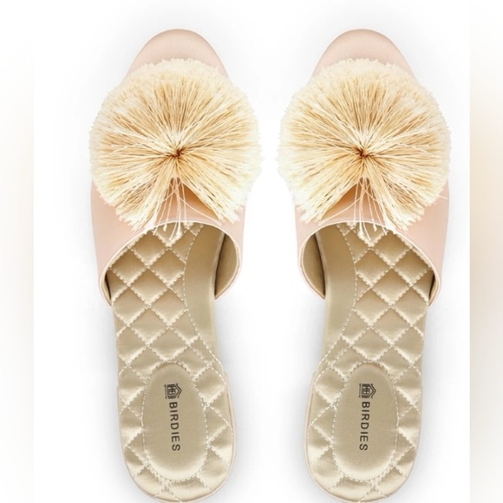 Birdies Light Pink Satin Pom Pom Flats